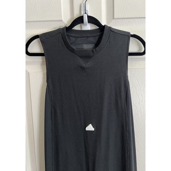 ADIDAS Black New Ribbed Sleeveless Athletic Midi Dress - Picture 5 of 12